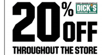 March 19th - March 22nd, 20% OFF at DICK'S